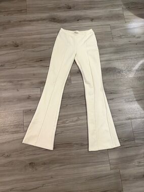 Zara - Cream Flared Women's Pants - Tailored High-Rise Style